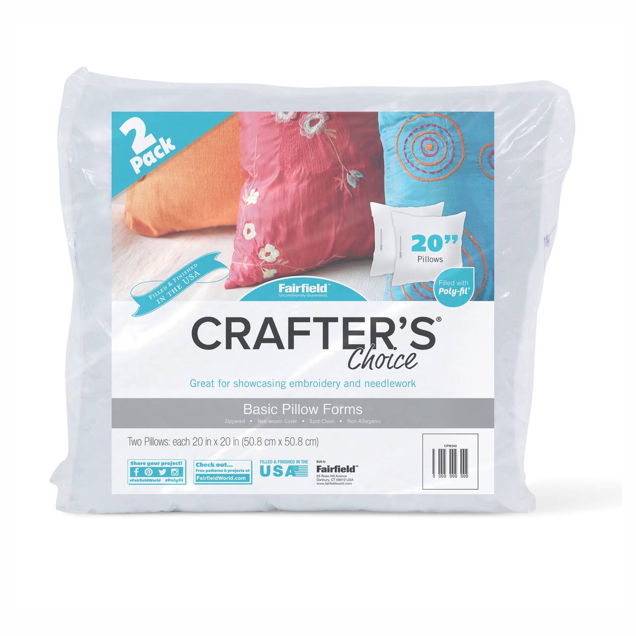 Crafter's Choice® 2ct. Basic Pillow Forms, 20" x 20"